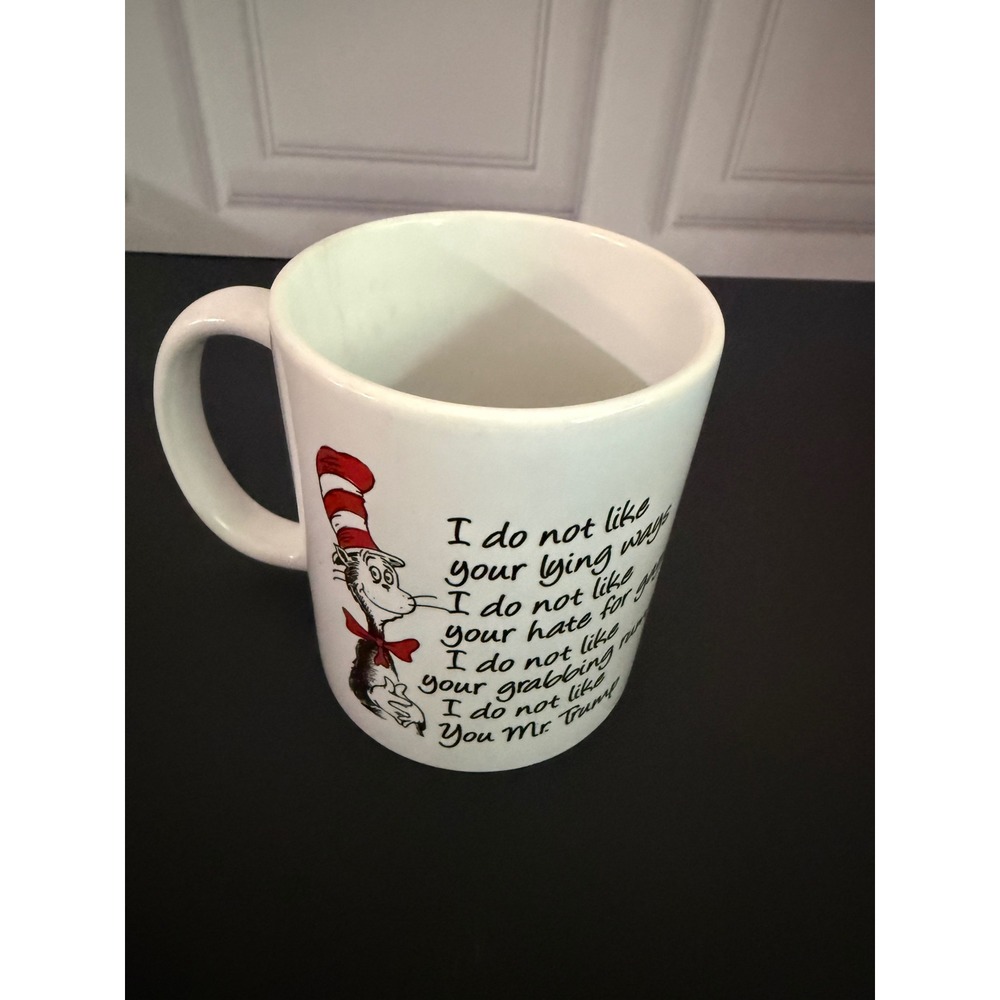 Anti Donald Trump Dr Seuss Parody Cat in the Hat Ceramic Coffee Mug White